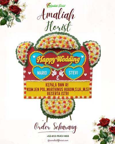 Karangan Papan Bunga Pernikahan di Sijenggung